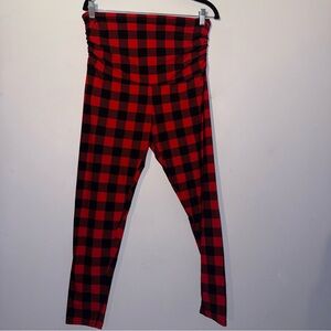 Red and black plaid maternity Leggings size XL